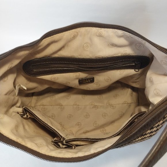 💥💥Chaps Brown Plaid Houndstooth Handbag Vintage Purse IEC - Picture 11 of 13